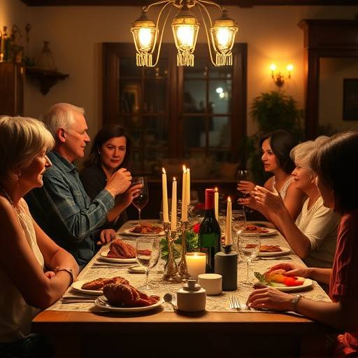 Famiglia italiana che cena insieme